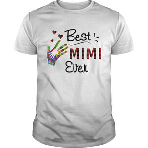 Women Best Mimi Ever Art Red Black Caro Tshirt